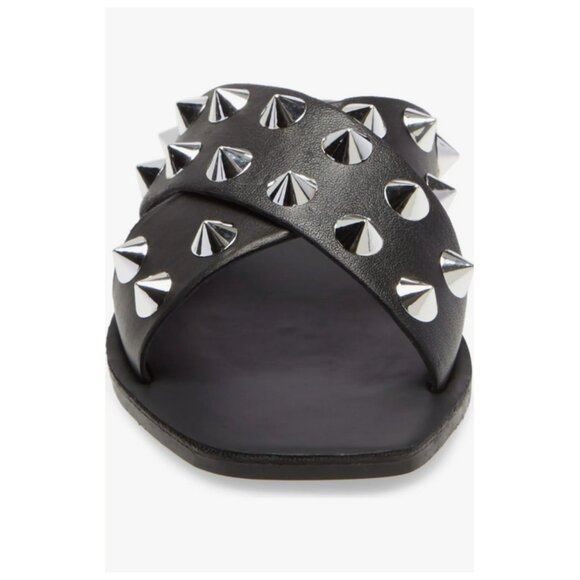 Steve Madden Spike Slide Sandal in Black/Silver - Picture 4 of 14